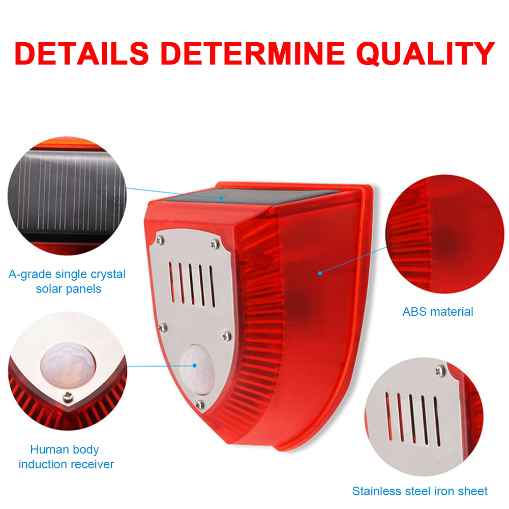 Home Security Yard Sensors - Warning Loud Solar Strobe Light with
