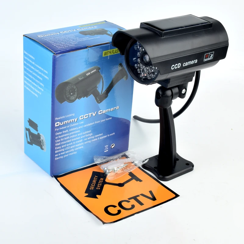 Solar Security Light - Solar Powered Dummy Security Camera, Fake
