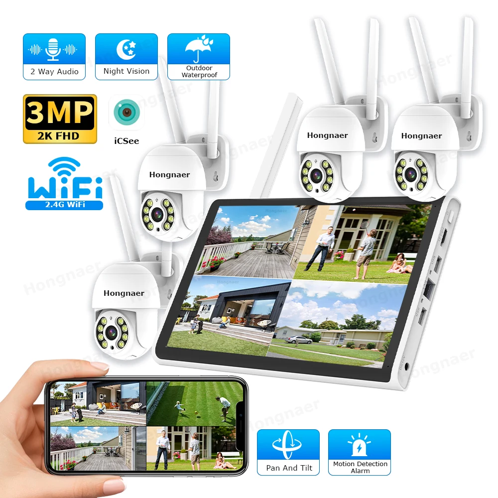 Home Security And Cameras - 2026 Hongnaer 3MP 4 Channel WiFi