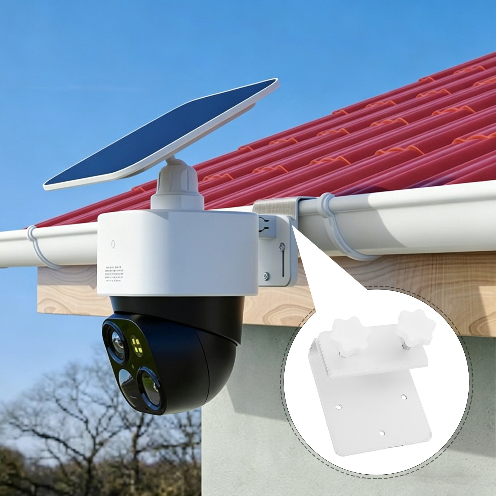 Home Yard Security Cameras - Gutter Solar Camera Mount Bracket Outdoor