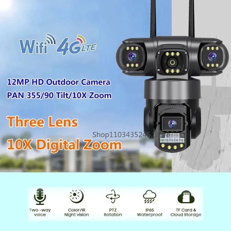 Outdoor Waterproof 3 Lens Secu - Home Yard Security Cameras recension och pris