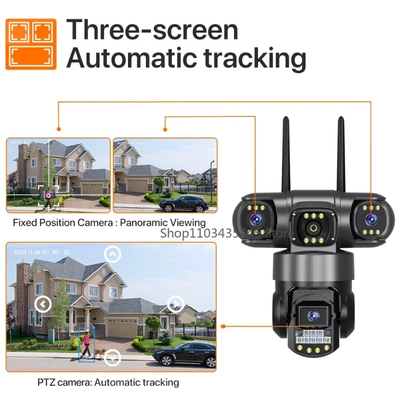 Outdoor Waterproof 3 Lens Secu - Home Yard Security Cameras recension och pris