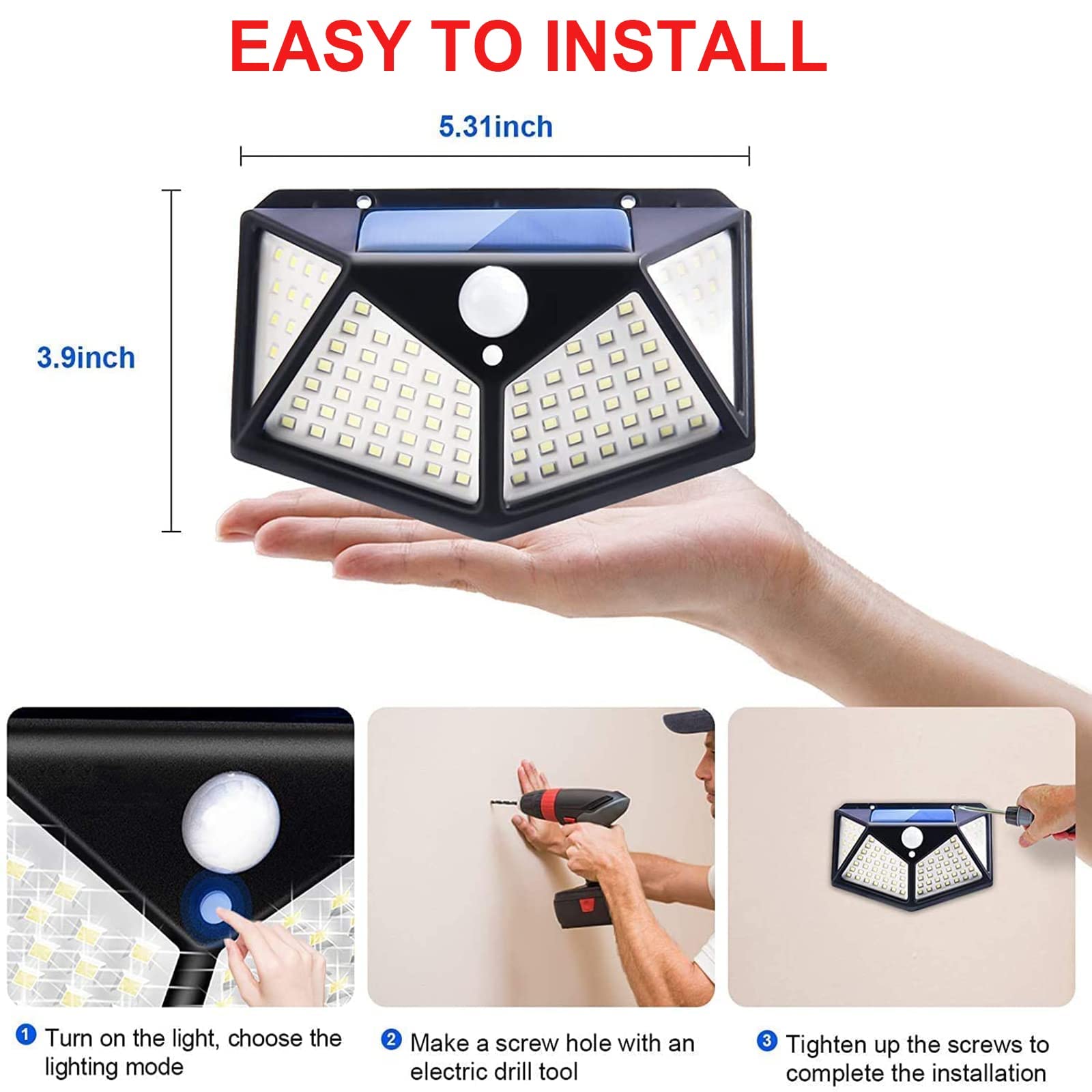 Solar Powered 100 LED Motion S - Home Security Yard Sensors recension och pris