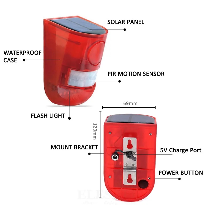 Waterproof Solar Powered Alarm - Solar Security Light recension och pris