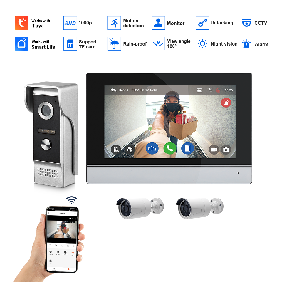 7Inch IPS Screen 2MP  Tuya Rem - Home Security Land recension och pris